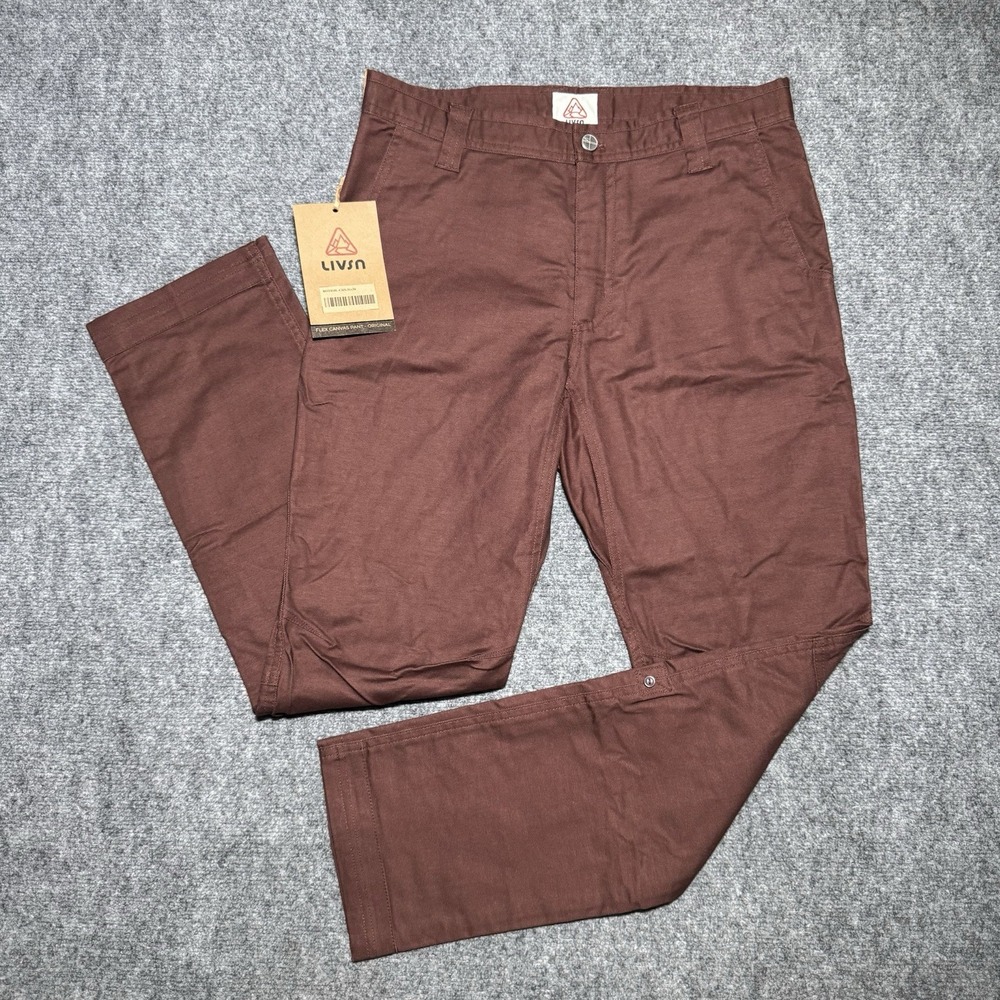 LIVSN Flex Canvas Pants Men 31x30 Burgundy Red Hiking Outdoor Gorpcore NWT